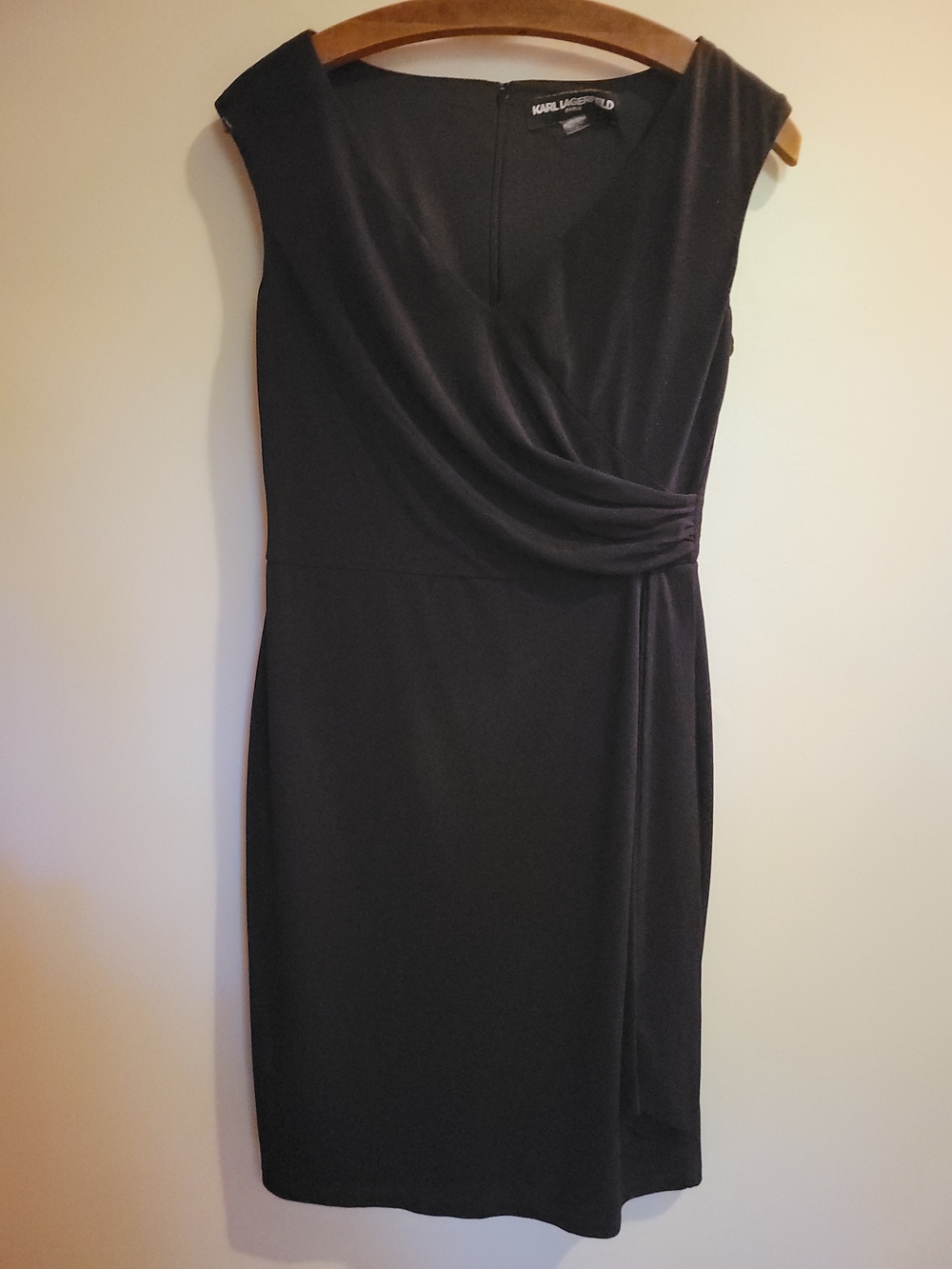 Karl Lagerfeld Little Black Dress Womens 4 Small Zipper Knee Length